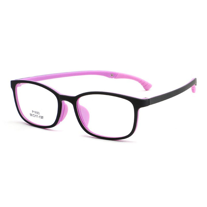 Reven Jate Unisex Children's Full Rim Square Tr 90 Eyeglasses W1690 Frame Reven Jate black-purple  