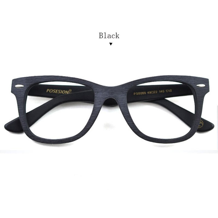 Hdcrafter Men's Full Rim Round Square Handcrafted Wood Frame Eyeglasses Ps6099 Full Rim Hdcrafter Eyeglasses Black  