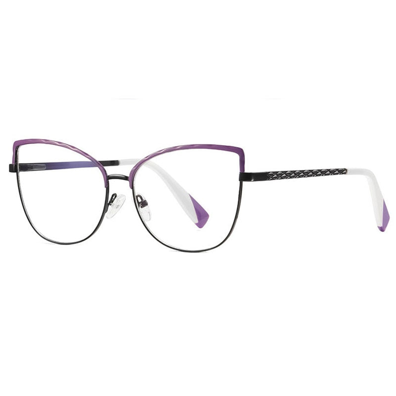 Hotony Women's Full Rim Cat Eye TR 90 Resin Alloy Frame Eyeglasses 3024 Full Rim Hotony Purple  