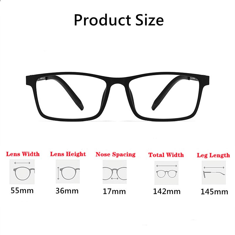 Hdcrafter Men's Full Rim Square TR 90 Titanium Frame Eyeglass 8822t Full Rim Hdcrafter Eyeglasses   