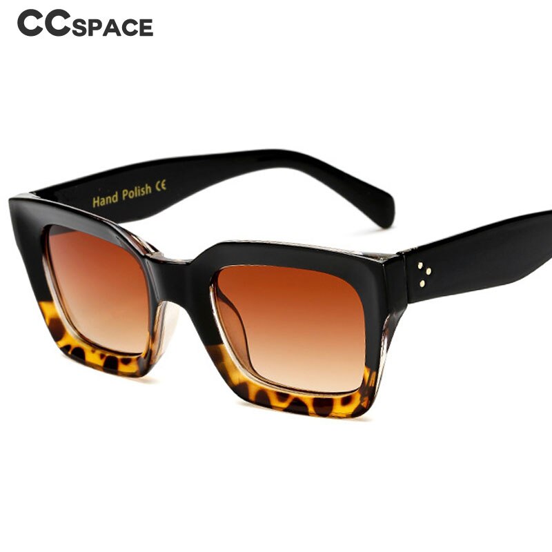 CCSpace Unisex Full Rim Square Cat Eye Resin Rivet Frame Eyeglasses 47105 Full Rim CCspace black leopard  
