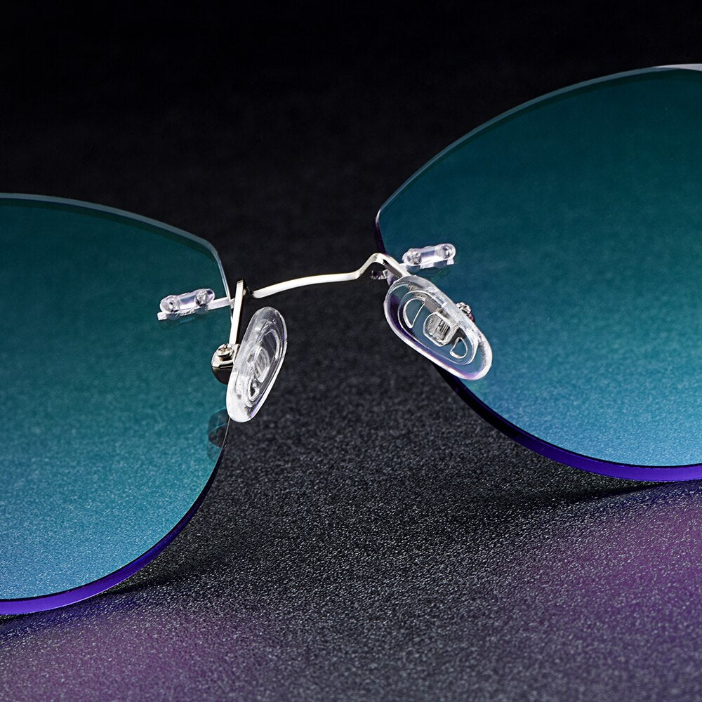 Women's Eyeglasses Alloy Rimless Diamond Trimming Cut Z2873 Gradient Purple Rimless Gmei Optical   