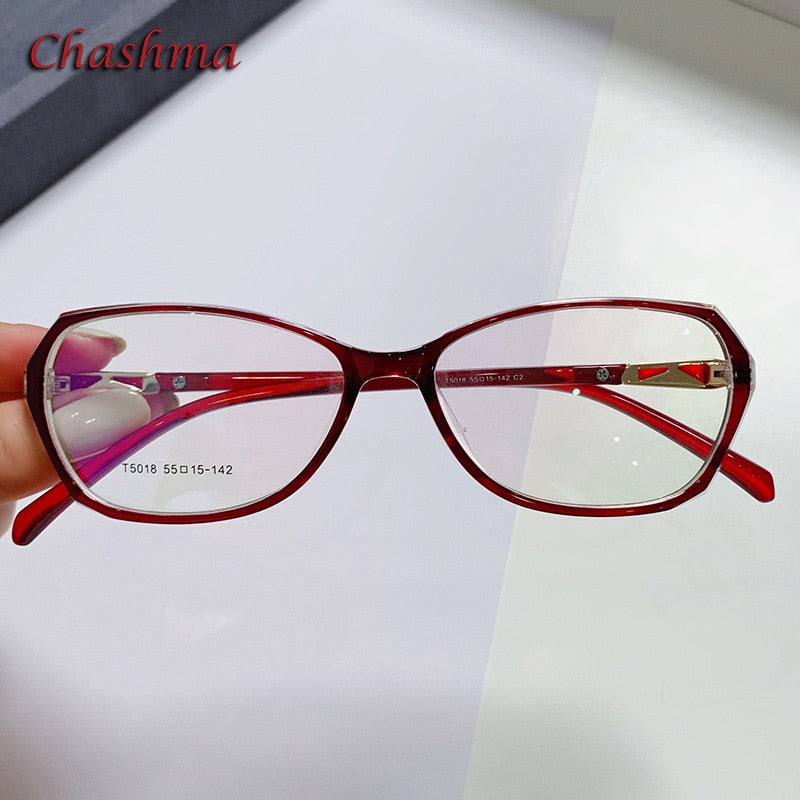 Chashma Ochki Women's Full Rim Square Cat Eye Tr R90 Titanium Eyeglasses 5018 Full Rim Chashma Ochki   