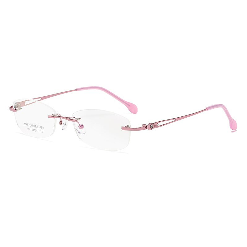 Zirosat 5901 Women's Eyeglasses Tint Lenses Diamond Cutting Rimless Titanium Rimless Zirosat pink  