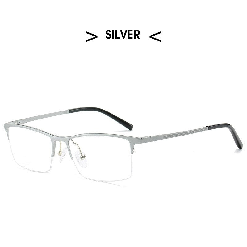 Hdcrafter Men's Semi Rim Rectangle TR 90 Titanium Frame Eyeglasses 6312 Semi Rim Hdcrafter Eyeglasses Silver  