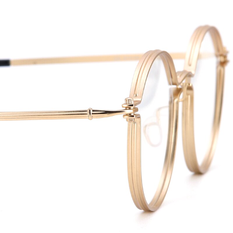Muzz Unisex Full Rim Round Brushed Titanium Screwless Frame Eyeglasses Tav Full Rim Muzz   