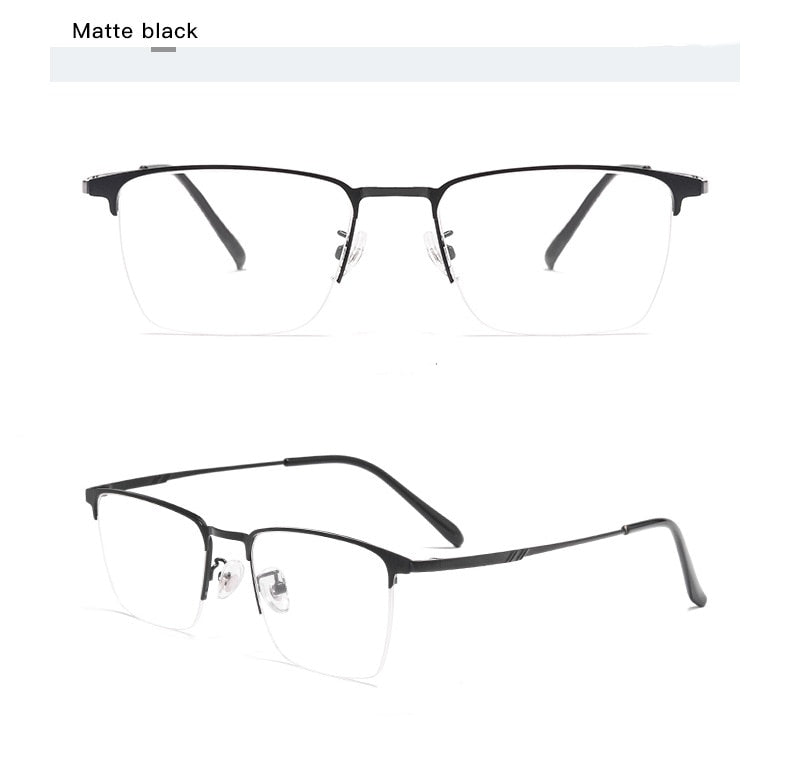 KatKani Men's Semi Rim Alloy Square Frame Eyeglasses 0645d Semi Rim KatKani Eyeglasses   
