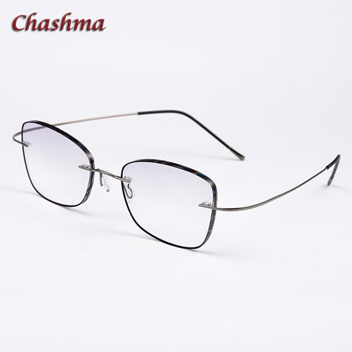 Chashma Ochki Unisex Rimless Square Titanium Eyeglasses Slfj160162 Rimless Chashma Ochki Gray  