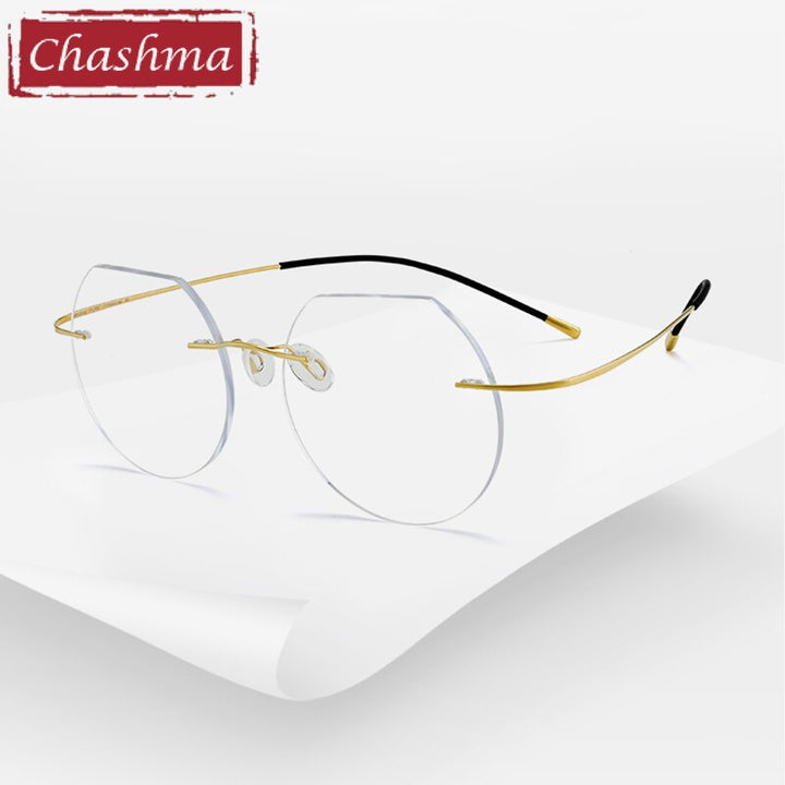 Chashma Ottica Unisex Rimless Flat Top Round Titanium Eyeglasses M20 Rimless Chashma Ottica   