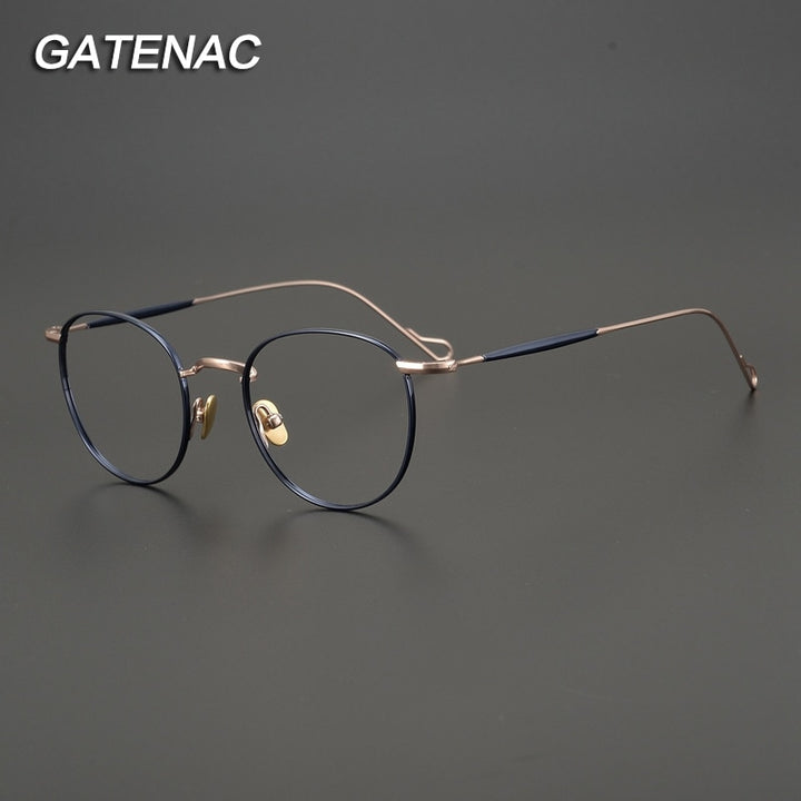 Gatenac Unisex Full Rim Round Titanium Frame Eyeglasses Gxyj491 Full Rim Gatenac   
