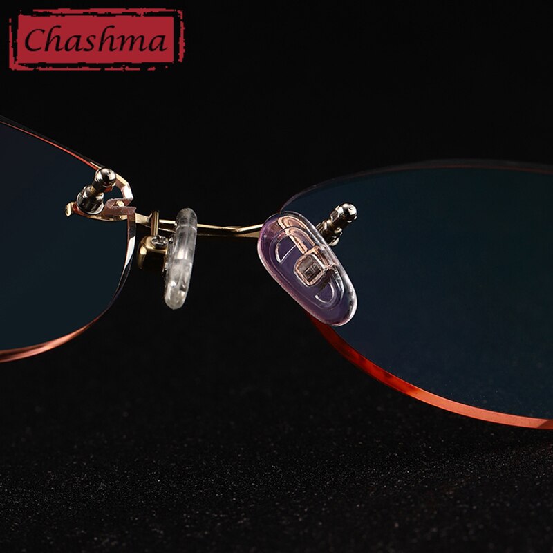 Chashma Ottica Women's Rimless Rectangle Cat Eye Titanium Eyeglasses Tinted Lenses 8108 Rimless Chashma Ottica   