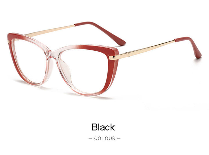 Hotony Unisex Full Rim Cat Eye Alloy Acetate Frame Spring Hinge Eyeglasses 32014 Full Rim Hotony   