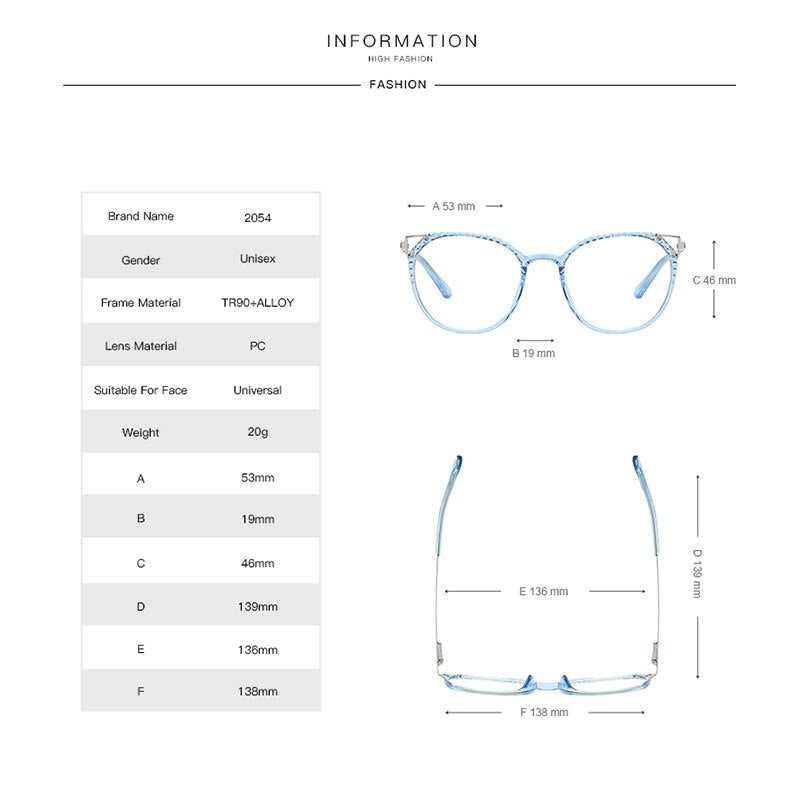Hotochki Women's Full Rim Round TR-90 Resin Alloy Frame Eyeglasses 2054 Full Rim Hotochki   