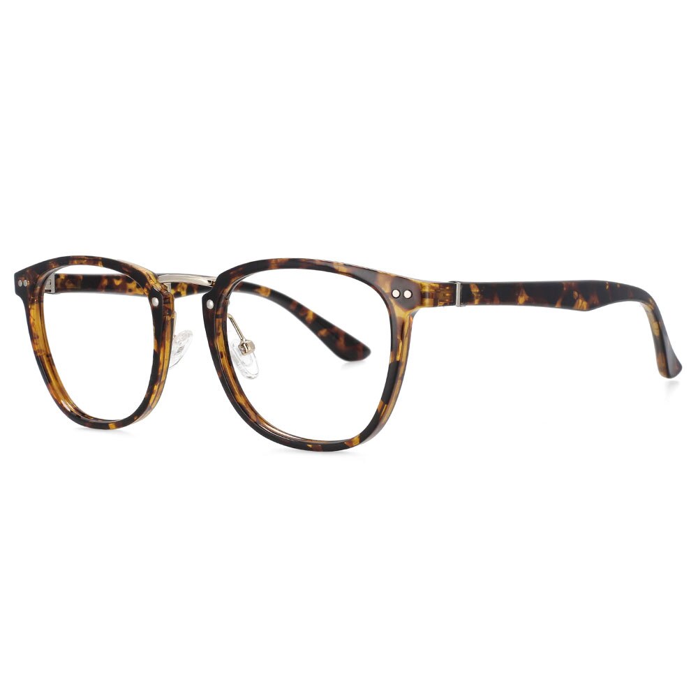 CCspace Unisex Full Rim Square Tr 90 Titanium Rivet Frame Eyeglasses 53647 Full Rim CCspace leopard  