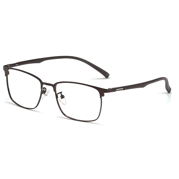 Yimaruili Men's Full Rim Alloy Frame Eyeglasses 89027 Full Rim Yimaruili Eyeglasses Brown  