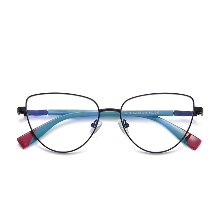 Women's Eyeglasses Cat Eye Anti Blue Ray Light Blocking Metal 3018 Frame Reven Jate   