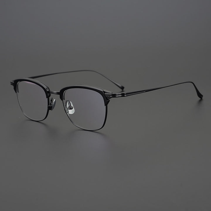 Gatenac Unisex Full Rim Square Titanium Acetate Frame Eyeglasses Gxyj688 Full Rim Gatenac Black  