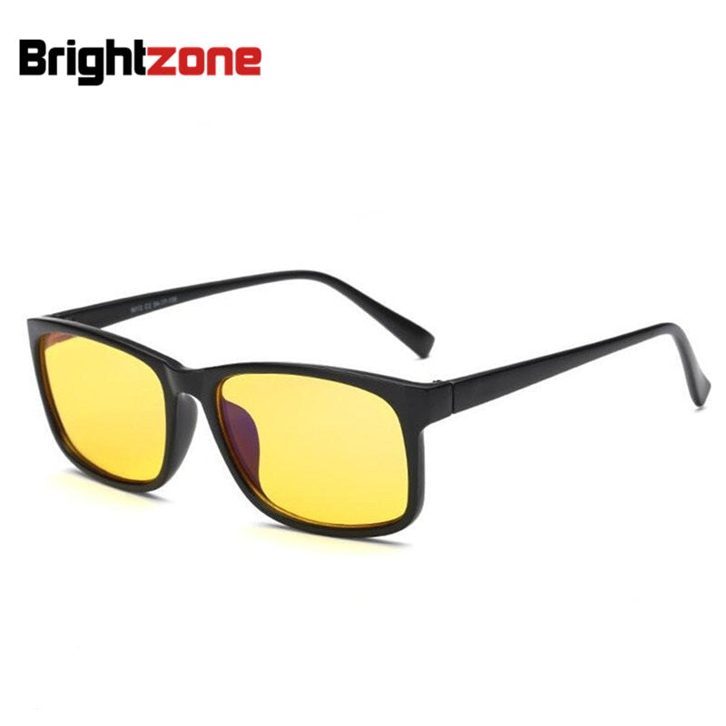 Men's Eyeglasses Computer Glasses Anti Blue Ray Light Cr39 Frame Brightzone Matte black Yellow  