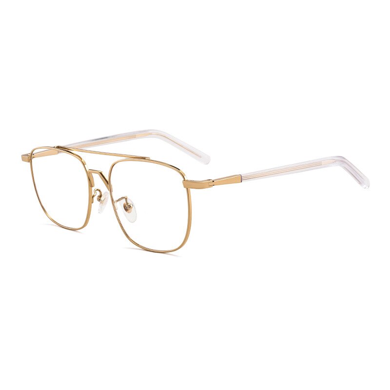 Aissuarvey Men's Round Full Rim Titanium Frame Eyeglasses Double Bridge Full Rim Aissuarvey Eyeglasses Gold  
