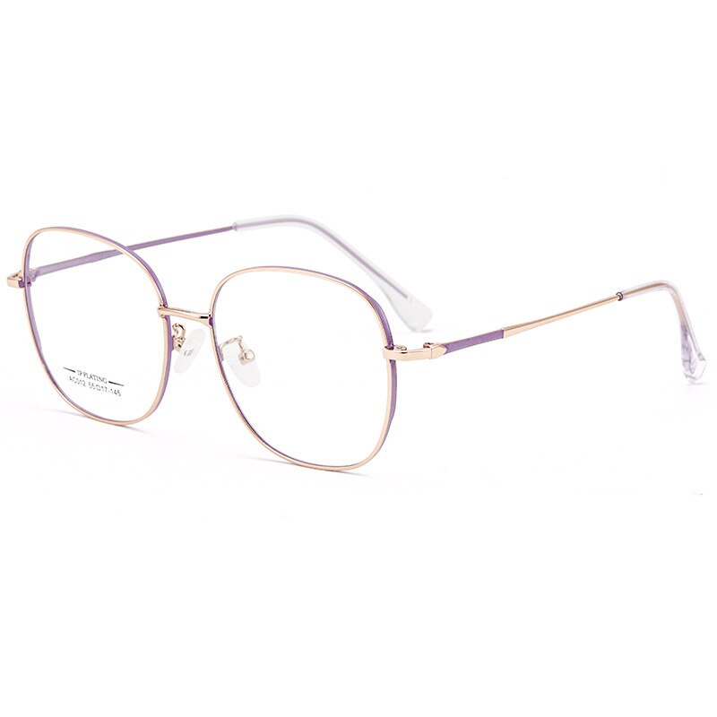 KatKani  Unisex Full Rim Square IP Plated Titanium Alloy Frame Eyeglasses Ac012 Full Rim KatKani Eyeglasses Purple Rose Gold  