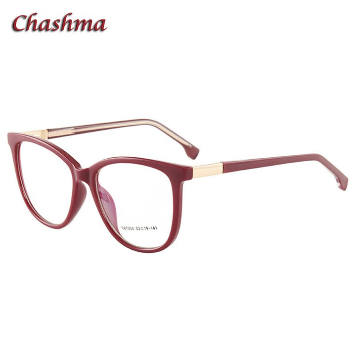 Chashma Ochki Women's Full Rim Square Tr90 Titanium Eyeglasses 87004 Full Rim Chashma Ochki Wine Red  