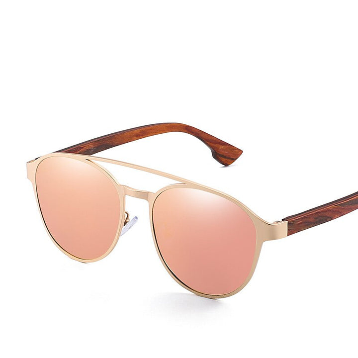Yimaruili Unisex Full Rim Double Bridge Wooden Frame Polarized Lens Sunglasses 8041 Sunglasses Yimaruili Sunglasses Pink Other 