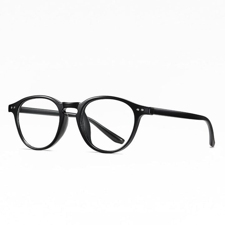 Hotochki Unisex Full Rim Round TR-90 Resin Frame Eyeglasses 2318 Full Rim Hotochki Shiny Black C01-P81  