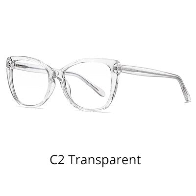 Ralferty Women's Eyeglasses Tr90 Anti Blue Light Cat Eye D2005-1 Anti Blue Ralferty C2 Transparent  