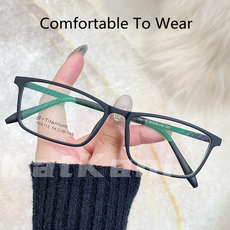 KatKani Unisex Full Rim Square TR 90 Resin β Titanium Frame Eyeglasses H66112 Full Rim KatKani Eyeglasses   