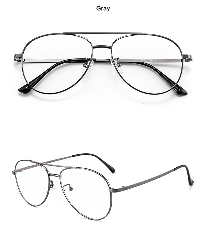 Muzz Men's Full Rim Square Oval Double Bridge Titanium Frame Eyeglasses M2194 Full Rim Muzz gray  