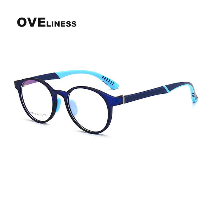 Oveliness Unisex Children's Full Rim Round Tr 90 Titanium Eyeglasses Oltrd12p Full Rim Oveliness blue  