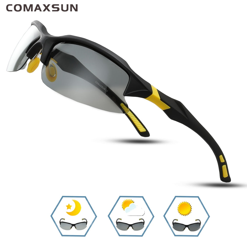 Comaxsun Men's Polarized Full Rim Rectangle Acetate Sport Sunglasses XQ129 Sunglasses Comaxsun Style 2 Black Yellow China 