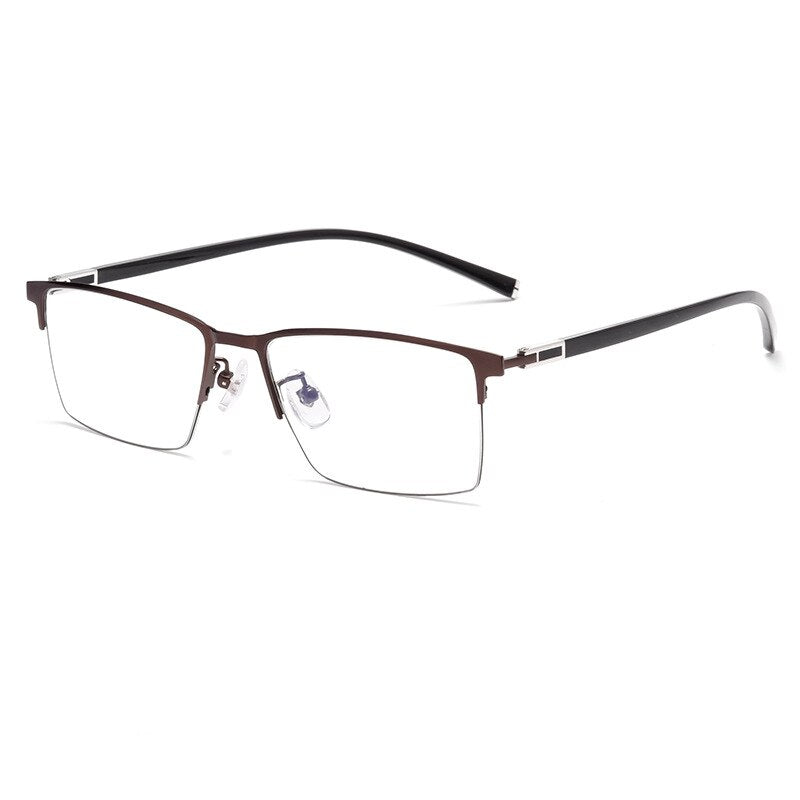 Yimaruili Men's Full Rim Titanium Alloy Frame Eyeglasses  P9832 Full Rim Yimaruili Eyeglasses Brown  