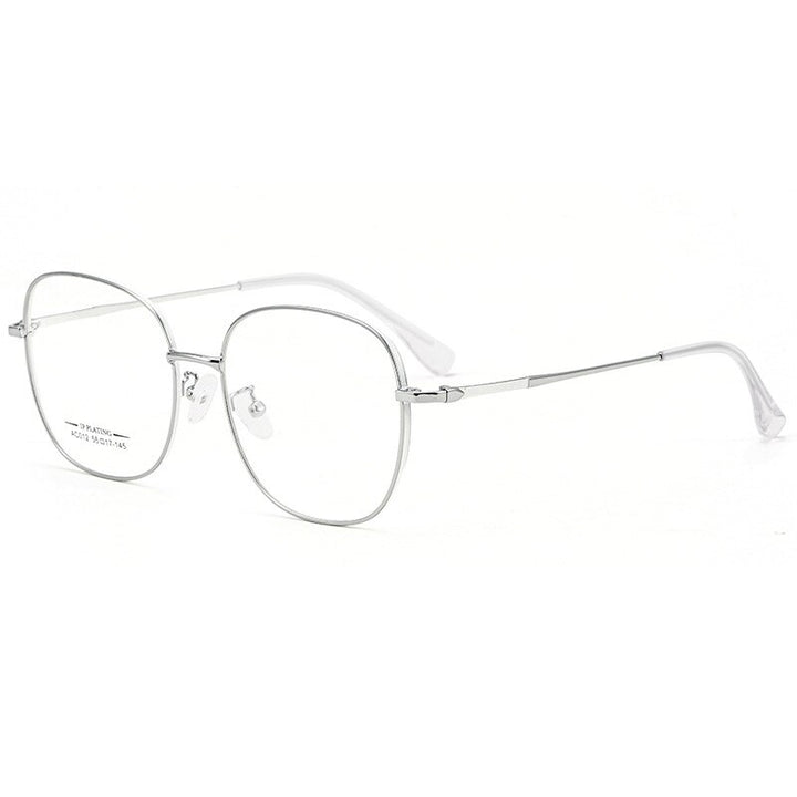 KatKani  Unisex Full Rim Square IP Plated Titanium Alloy Frame Eyeglasses Ac012 Full Rim KatKani Eyeglasses White Silver  