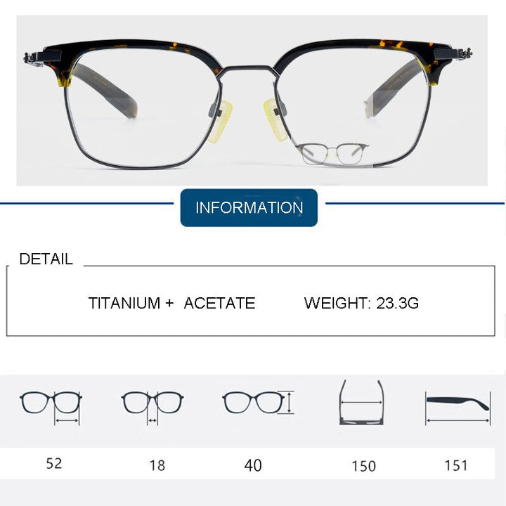 Aissuarvey Titanium Acetate Full Horn Rim Rectangular Frame Men's Eyeglasses Frame Aissuarvey Eyeglasses   
