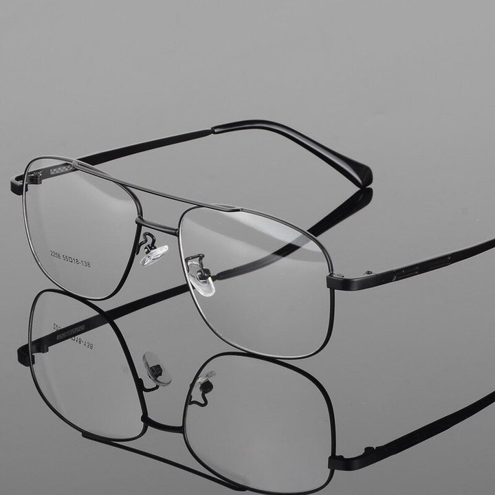 Men's Double Bridge Full Rim Alloy Frame Eyeglasses N2256 Full Rim Bclear Black  
