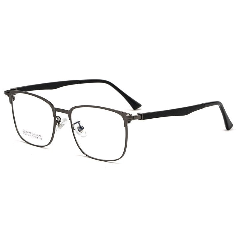 KatKani Men's Full Rim IP Alloy Square Frame Eyeglasses K9105yf Full Rim KatKani Eyeglasses Black Gun  