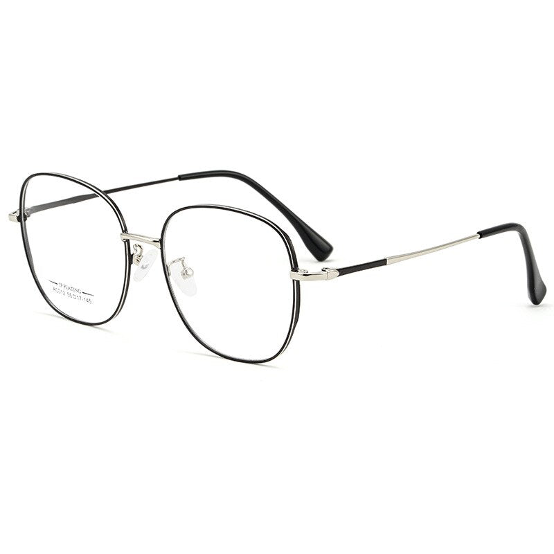 KatKani  Unisex Full Rim Square IP Plated Titanium Alloy Frame Eyeglasses Ac012 Full Rim KatKani Eyeglasses Black Silver  