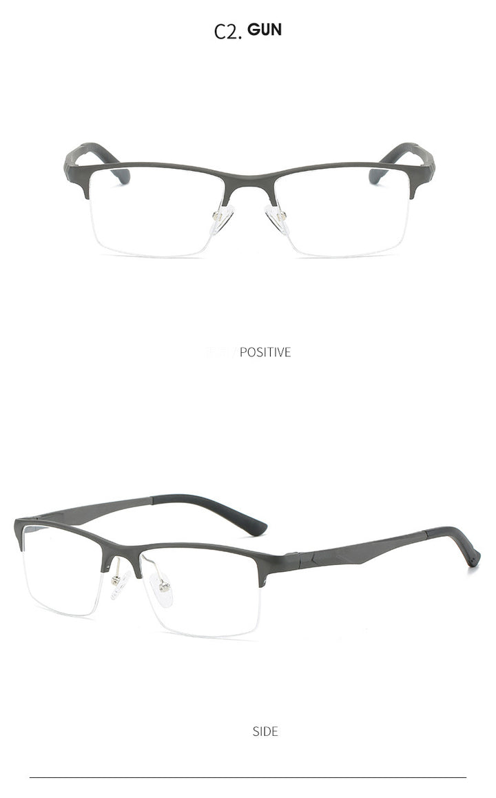Hdcrafter Men's Semi Rim Square Titanium Alloy Frame Eyeglasses P6329 Semi Rim Hdcrafter Eyeglasses   