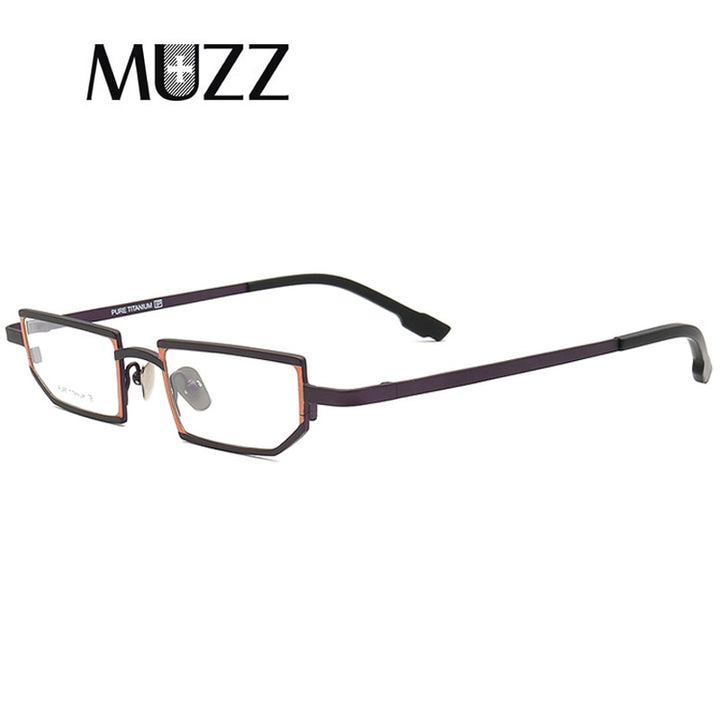 Muzz Unisex Full Rim Square Polygonal Titanium Frame Eyeglasses T7748 Full Rim Muzz   