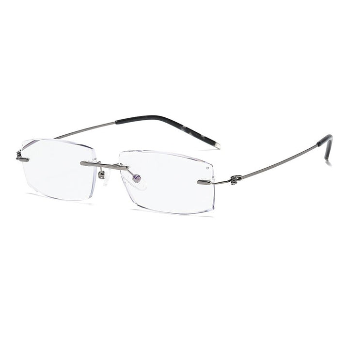 Zirosat 8581 Unisex Rimless Titanium Reading Glasses Anti Blue Lenses +1.0 to +4.0 Reading Glasses Zirosat +100 grey 