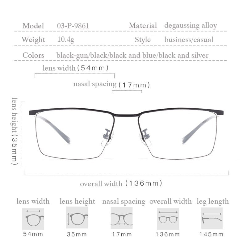 Hotochki Men's Semi Rim Titanium Frame Eyeglasses P9861 Semi Rim Hotochki   