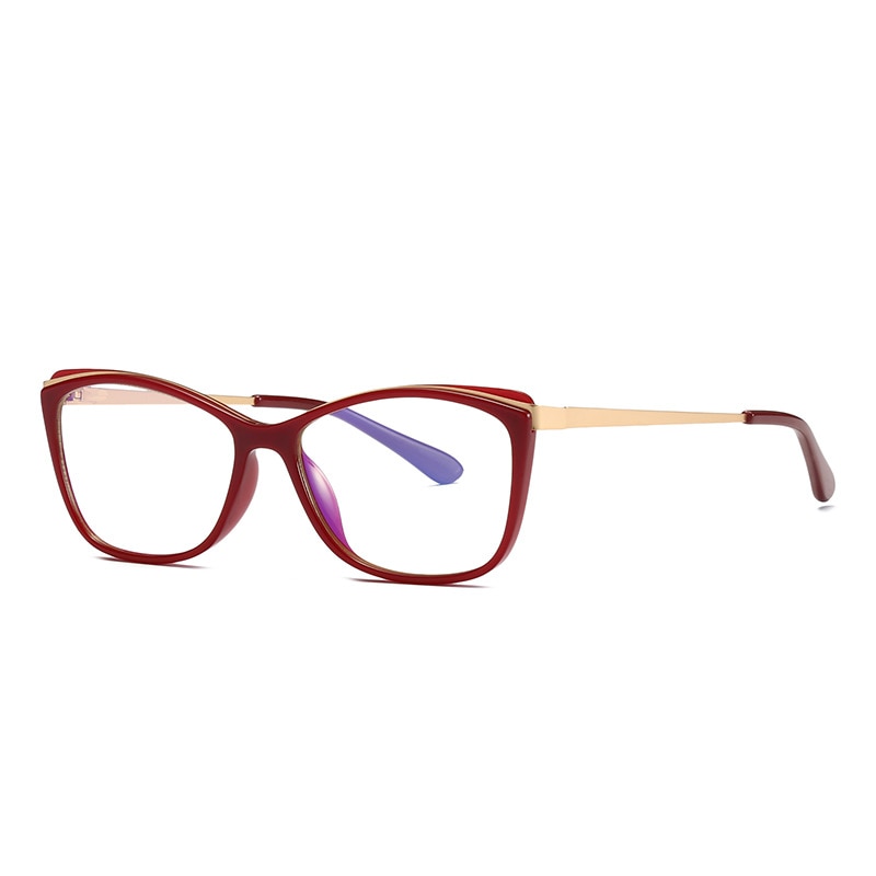 CCspace Women's Full Rim Rectangle Cat Eye Frame Eyeglasses 49399 Full Rim CCspace C5Red  