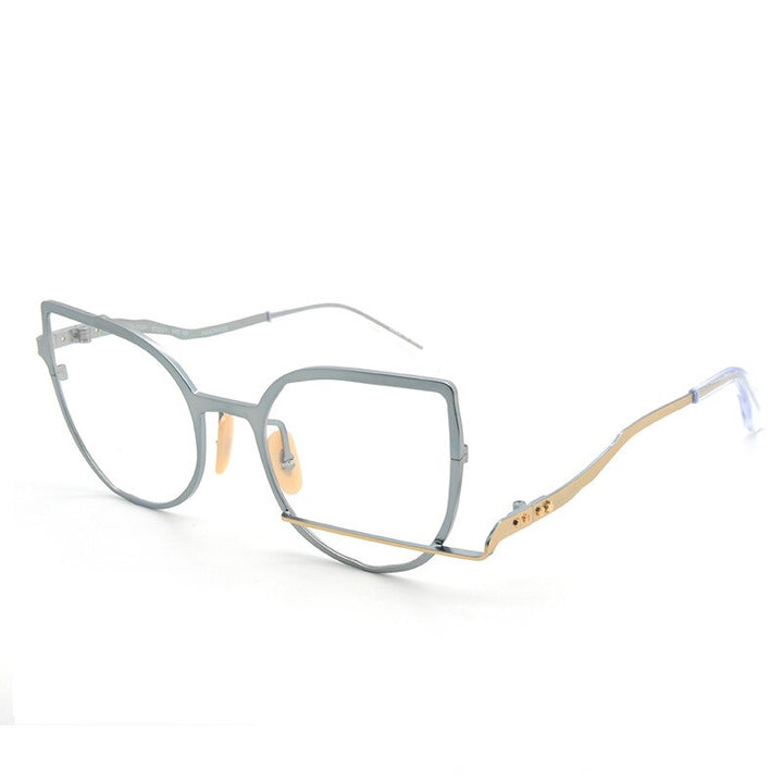 Muzz Women's Full Rim Square Cat Eye Titanium Frame Eyeglasses 0031 Full Rim Muzz C2  