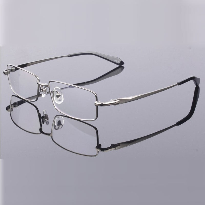 Hdcrafter Men's Full Rim Rectangle Titanium Frame Eyeglasses 9867 Full Rim Hdcrafter Eyeglasses gray  