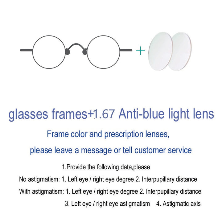 Unisex Thick Round Titanium Acetate Frame Eyeglasses Customizable Lenses Frame Yujo 1.67lens China 