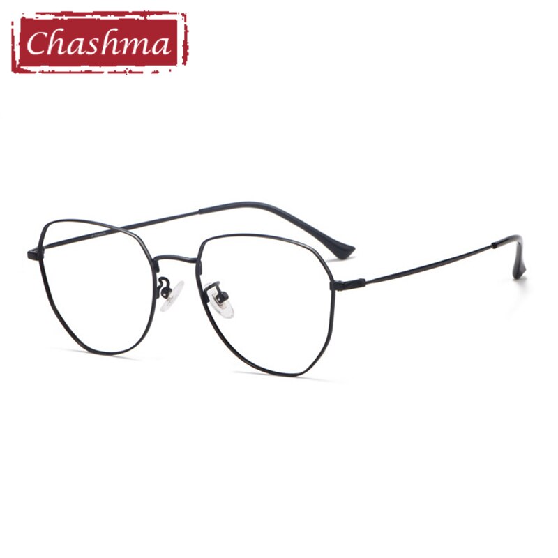 Chashma Ottica Unisex Full Rim Irregular Round Titanium Eyeglasses 8009 Full Rim Chashma Ottica Black  