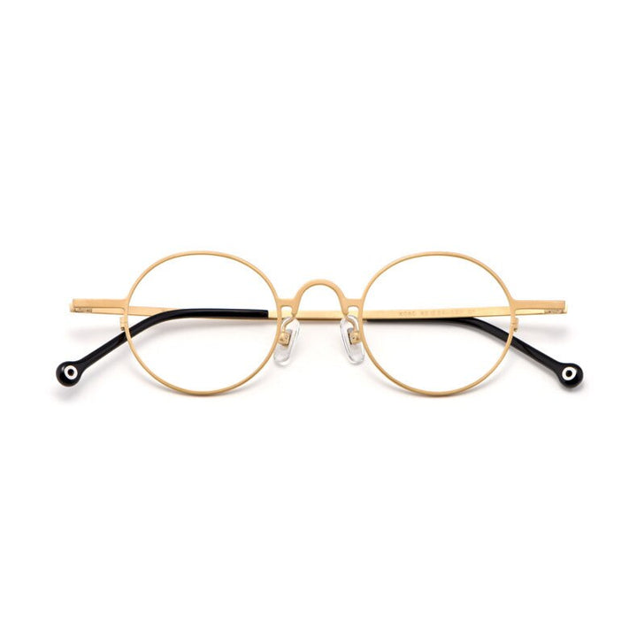 Aissuarvey Unisex Round Titanium Full Rim Frame Eyeglasses Full Rim Aissuarvey Eyeglasses Gold  