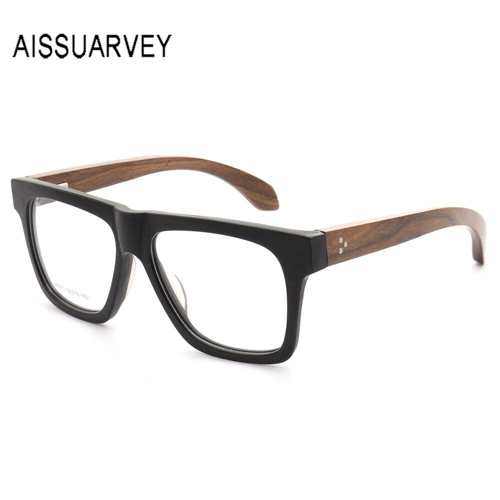 Aissuarvey Unisex Full Rim Rectangular Frame Wooden Eyeglasses K6613 Full Rim Aissuarvey Eyeglasses k6613-C6A CN 