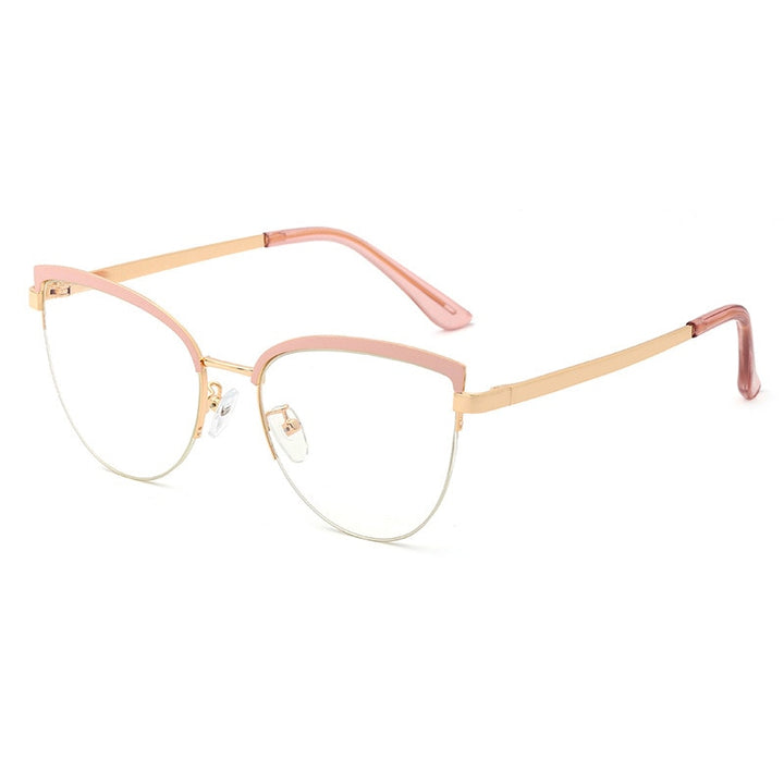 Hotony Women's Full Rim Cat Eye Alloy Frame Eyeglasses 95679 Full Rim Hotony Pink  